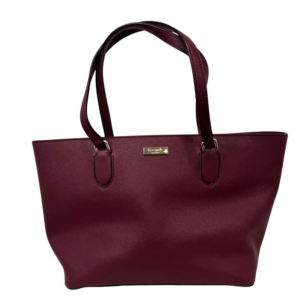 NWT Kate Spade New York Mulberry Red Leather Tote Bag With Gold Hardware & Zip C